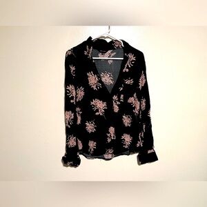 New Look Black Floral Chemise Blouse
